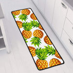 White Summer Pineapple Pattern Print Long Kitchen Mat