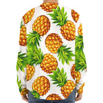 White Summer Pineapple Pattern Print Long Sleeve Baseball Jersey