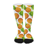 White Summer Pineapple Pattern Print Long Socks