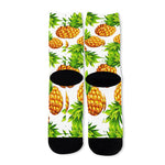 White Summer Pineapple Pattern Print Long Socks
