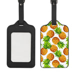 White Summer Pineapple Pattern Print Luggage Tag