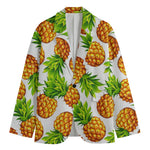 White Summer Pineapple Pattern Print Men's Blazer