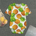 White Summer Pineapple Pattern Print Men's Bodysuit