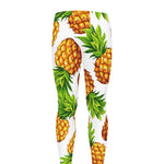 White Summer Pineapple Pattern Print Men's leggings