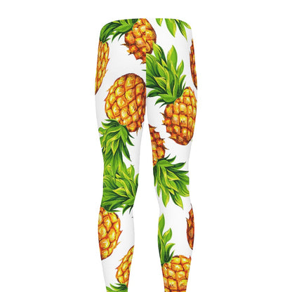 White Summer Pineapple Pattern Print Men's leggings