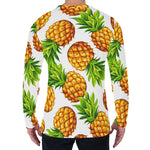 White Summer Pineapple Pattern Print Men's Long Sleeve T-Shirt