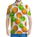 White Summer Pineapple Pattern Print Men's Polo Shirt