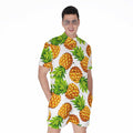 White Summer Pineapple Pattern Print Men's Romper