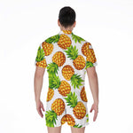 White Summer Pineapple Pattern Print Men's Rompers