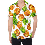 White Summer Pineapple Pattern Print Men's Shirt