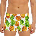 White Summer Pineapple Pattern Print Men's Short Boxer Briefs