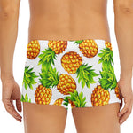 White Summer Pineapple Pattern Print Men's Short Boxer Briefs
