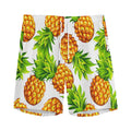 White Summer Pineapple Pattern Print Men's Athletic Shorts