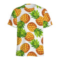 White Summer Pineapple Pattern Print Men's Athletic T-Shirt