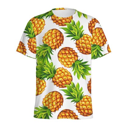 White Summer Pineapple Pattern Print Men's Sports T-Shirt
