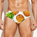 White Summer Pineapple Pattern Print Men's Swim Briefs