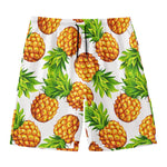 White Summer Pineapple Pattern Print Men's Swim Trunks