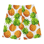 White Summer Pineapple Pattern Print Men's Swim Trunks