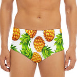 White Summer Pineapple Pattern Print Men's Triangle Swim Briefs