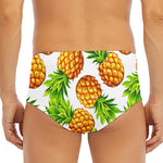 White Summer Pineapple Pattern Print Men's Triangle Swim Briefs