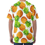 White Summer Pineapple Pattern Print Men's Velvet T-Shirt