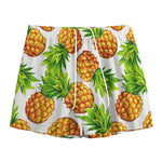 White Summer Pineapple Pattern Print Mesh Shorts