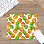 White Summer Pineapple Pattern Print Mouse Pad