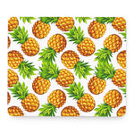 White Summer Pineapple Pattern Print Mouse Pad