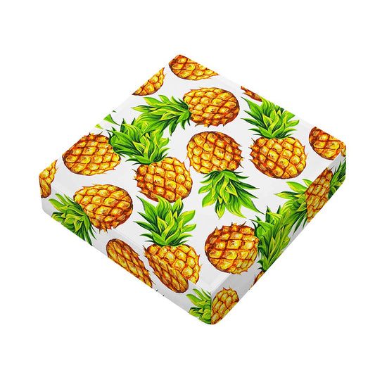 White Summer Pineapple Pattern Print Outdoor Seat Cushion Cover