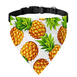 White Summer Pineapple Pattern Print Over The Collar Dog Bandana