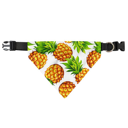 White Summer Pineapple Pattern Print Over The Collar Dog Bandana