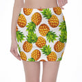 White Summer Pineapple Pattern Print Pencil Mini Skirt