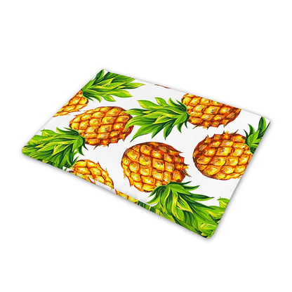 White Summer Pineapple Pattern Print Pet Cooling Mat Cover