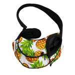 White Summer Pineapple Pattern Print Pet Sling Carrier
