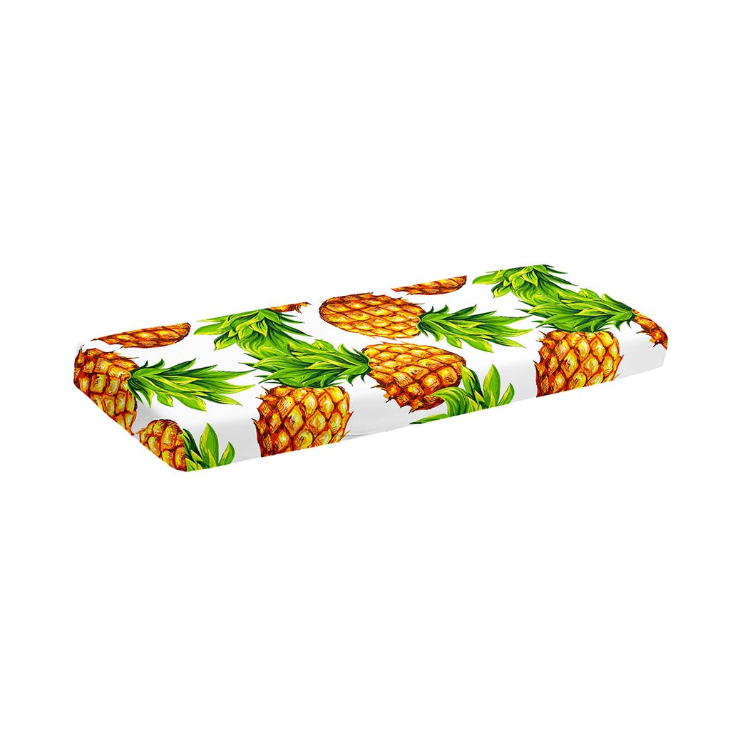 White Summer Pineapple Pattern Print Piano Keyboard Cover