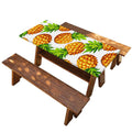White Summer Pineapple Pattern Print Picnic Table Cover