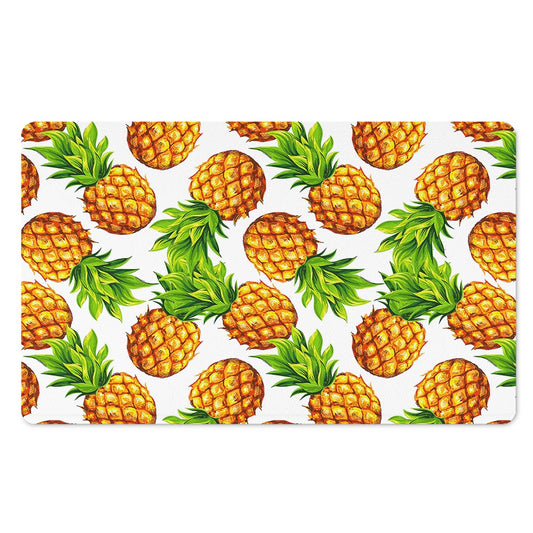 White Summer Pineapple Pattern Print Polyester Doormat