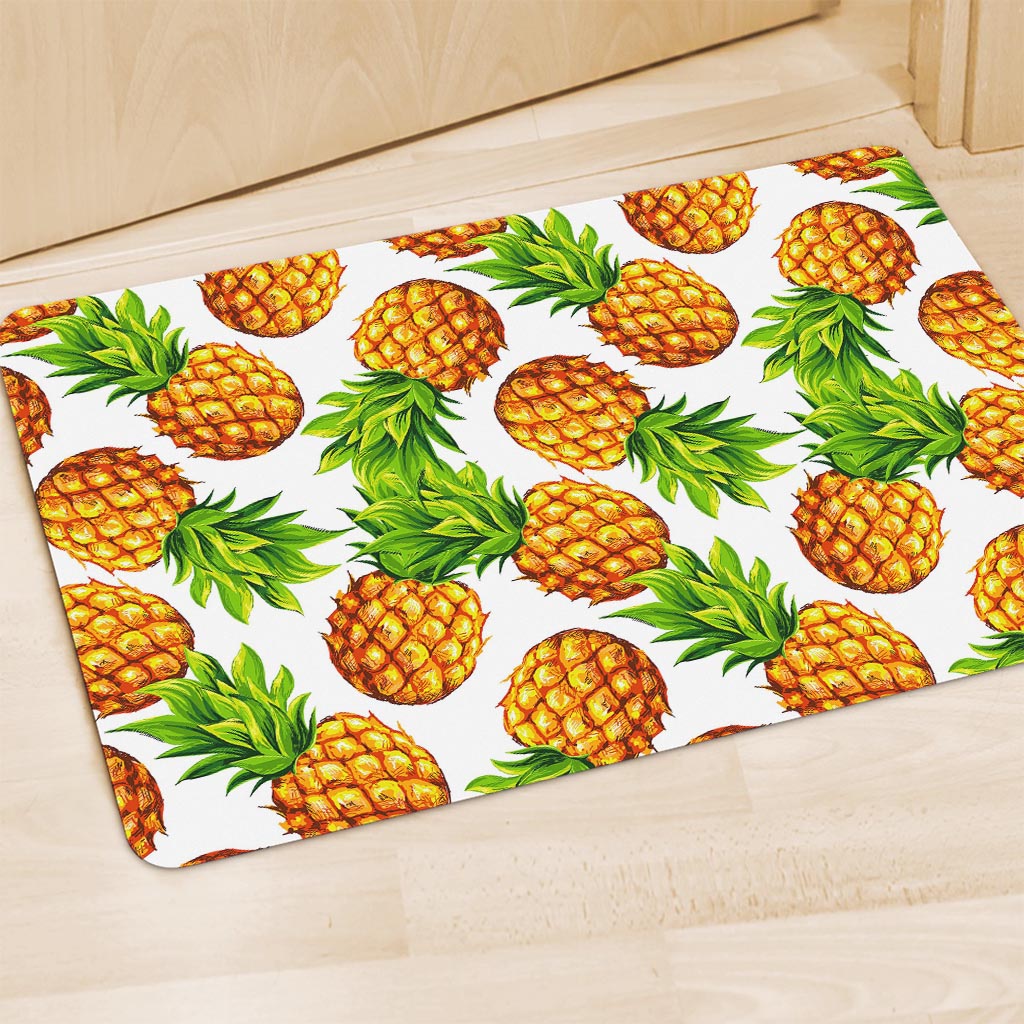 White Summer Pineapple Pattern Print Polyester Doormat