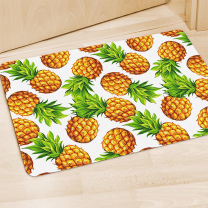 White Summer Pineapple Pattern Print Polyester Doormat