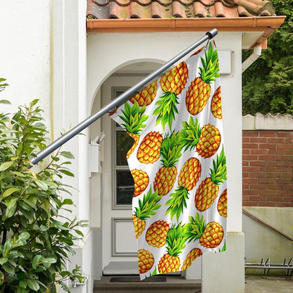 White Summer Pineapple Pattern Print Polyester Flag