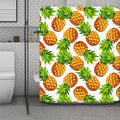 White Summer Pineapple Pattern Print Polyester Shower Curtain
