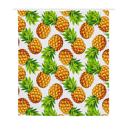 White Summer Pineapple Pattern Print Polyester Shower Curtain