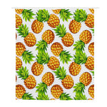 White Summer Pineapple Pattern Print Polyester Shower Curtain