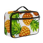 White Summer Pineapple Pattern Print Portable Lunch Bag