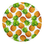 White Summer Pineapple Pattern Print Round Blanket