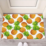 White Summer Pineapple Pattern Print Rubber Doormat