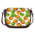 White Summer Pineapple Pattern Print Saddle Bag