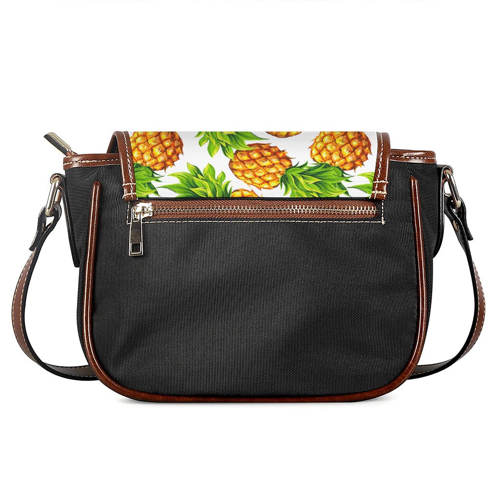 White Summer Pineapple Pattern Print Saddle Bag