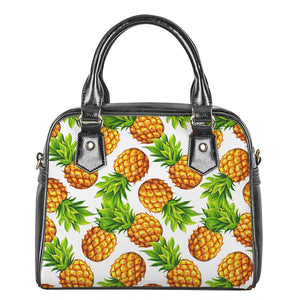 White Summer Pineapple Pattern Print Shoulder Handbag