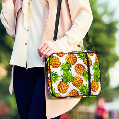 White Summer Pineapple Pattern Print Shoulder Strap Bible Bag